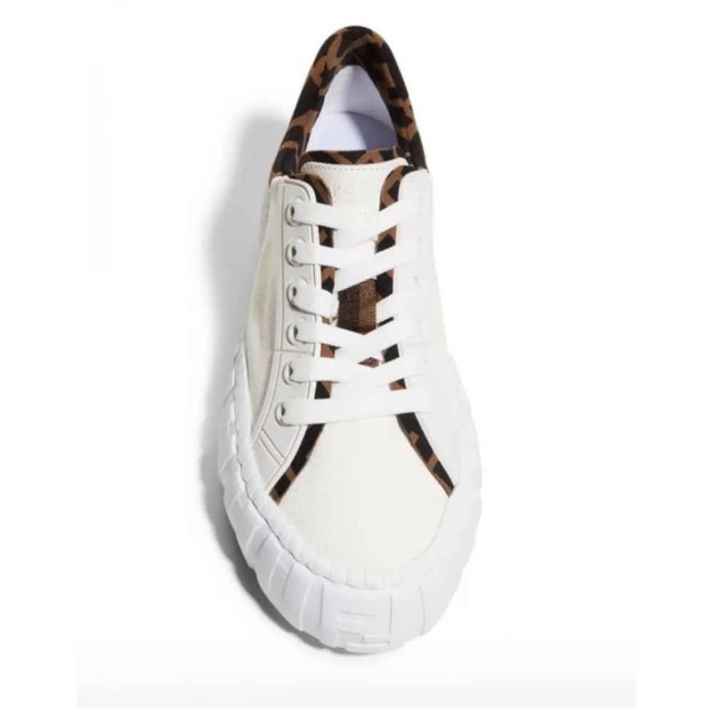 NEW FENDI FF-trim white canvas sneakers